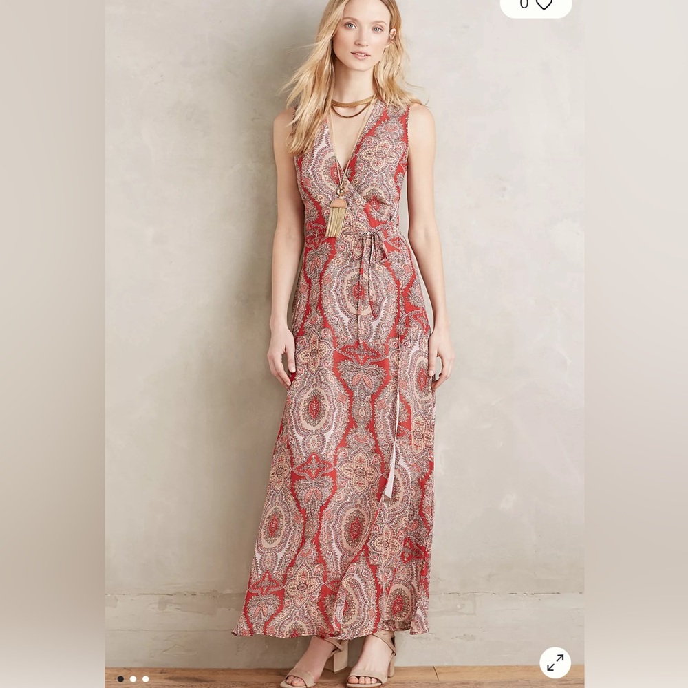 Tylho red paisley wrap maxi dress